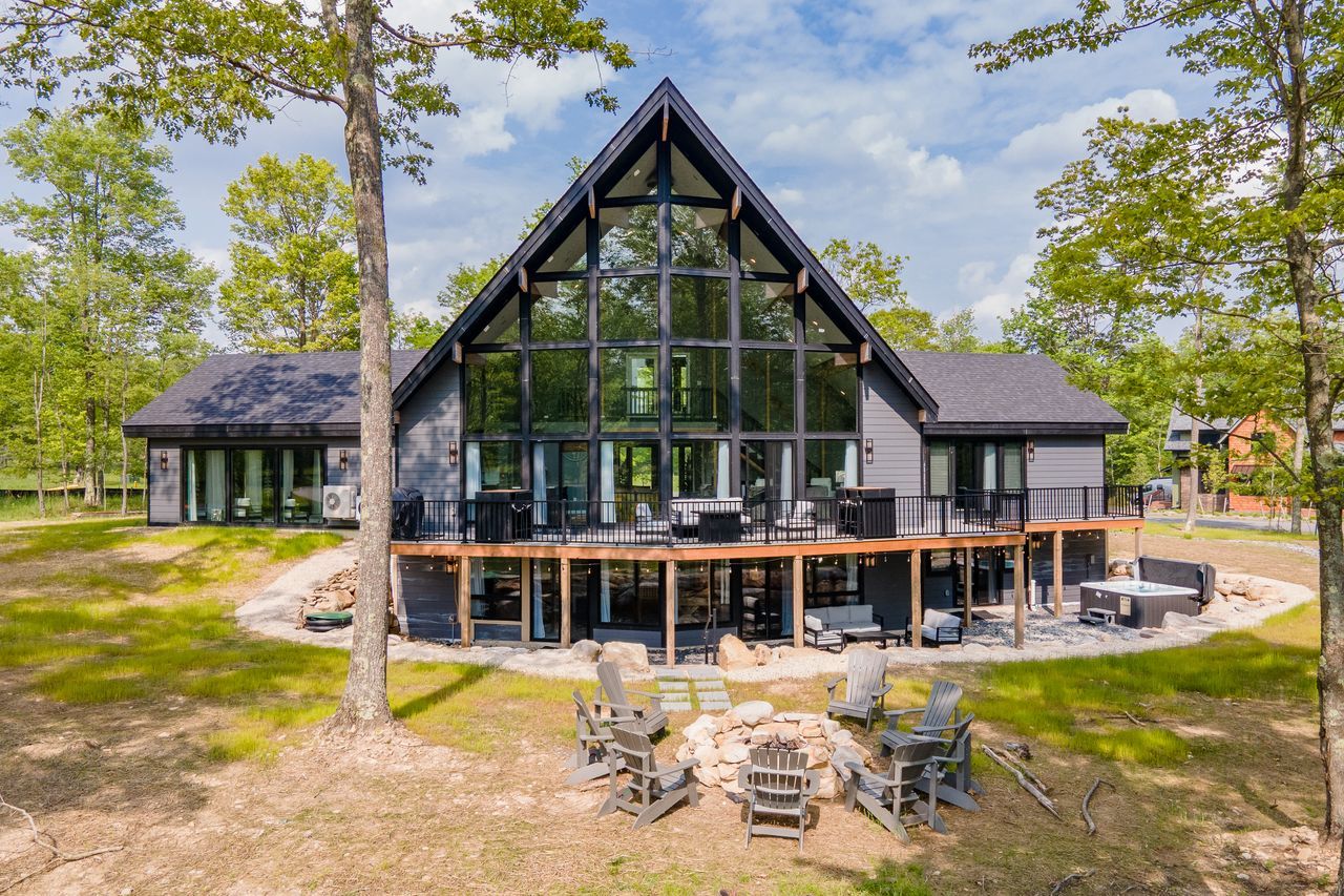 Gallatin — glass A-frame and lower patio